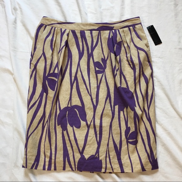 NWT Attention Cream and Purple Cotton Skirt, 10 - Picture 4 of 7
